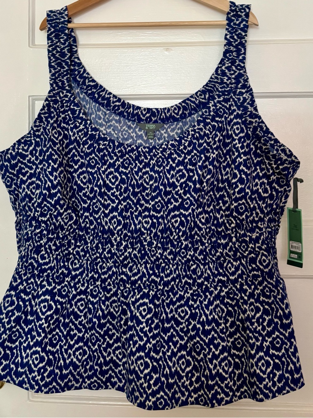 Smocked Peplum Tank Top cotton by Terra & Sky 3x cotton